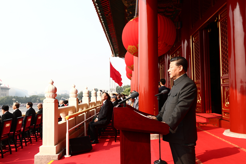 10月1日上午，慶祝中華人民共和國成立70周年大會在北京天安門廣場隆重舉行。中共中央總書記、國家主席、中央軍委主席習近平發(fā)表重要講話。